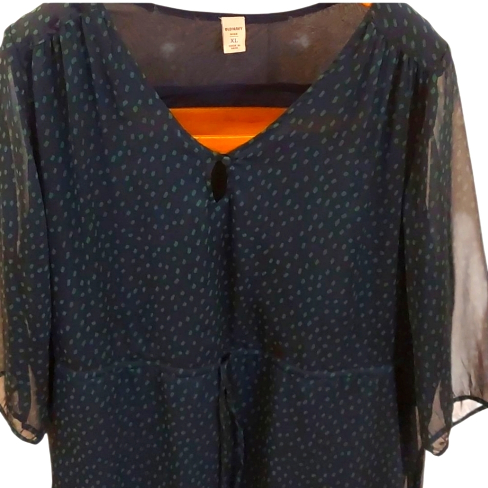 Old Navy Blue And Green Polka Dot Dress EUC